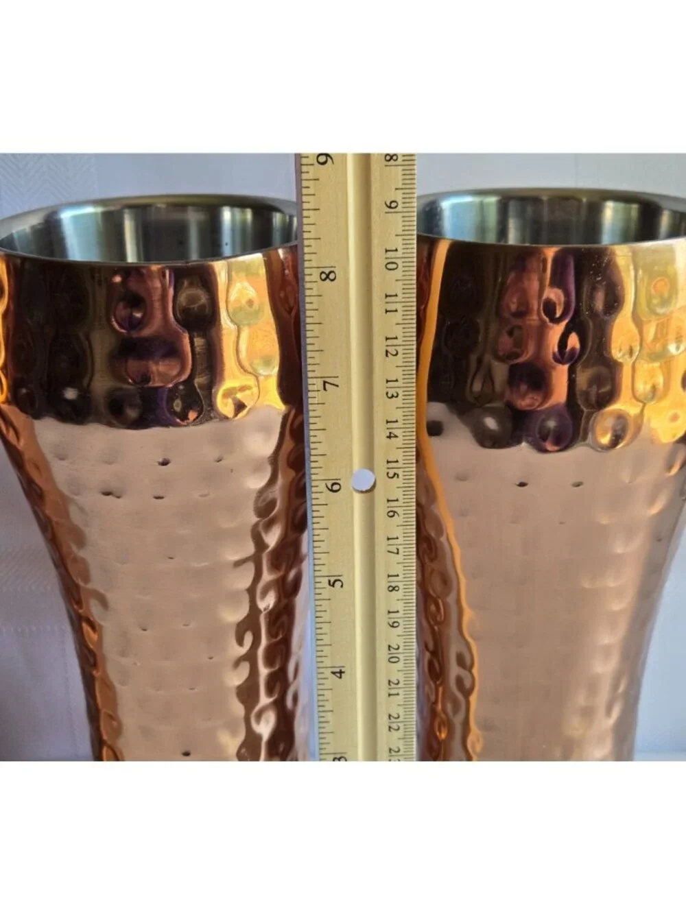 Hammered Copper Tapered Tumblers, 3-Piece Metal Drinking Cups Set for 3